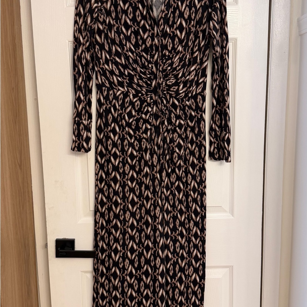 Long Sleeve Black and Beige jumpsuit